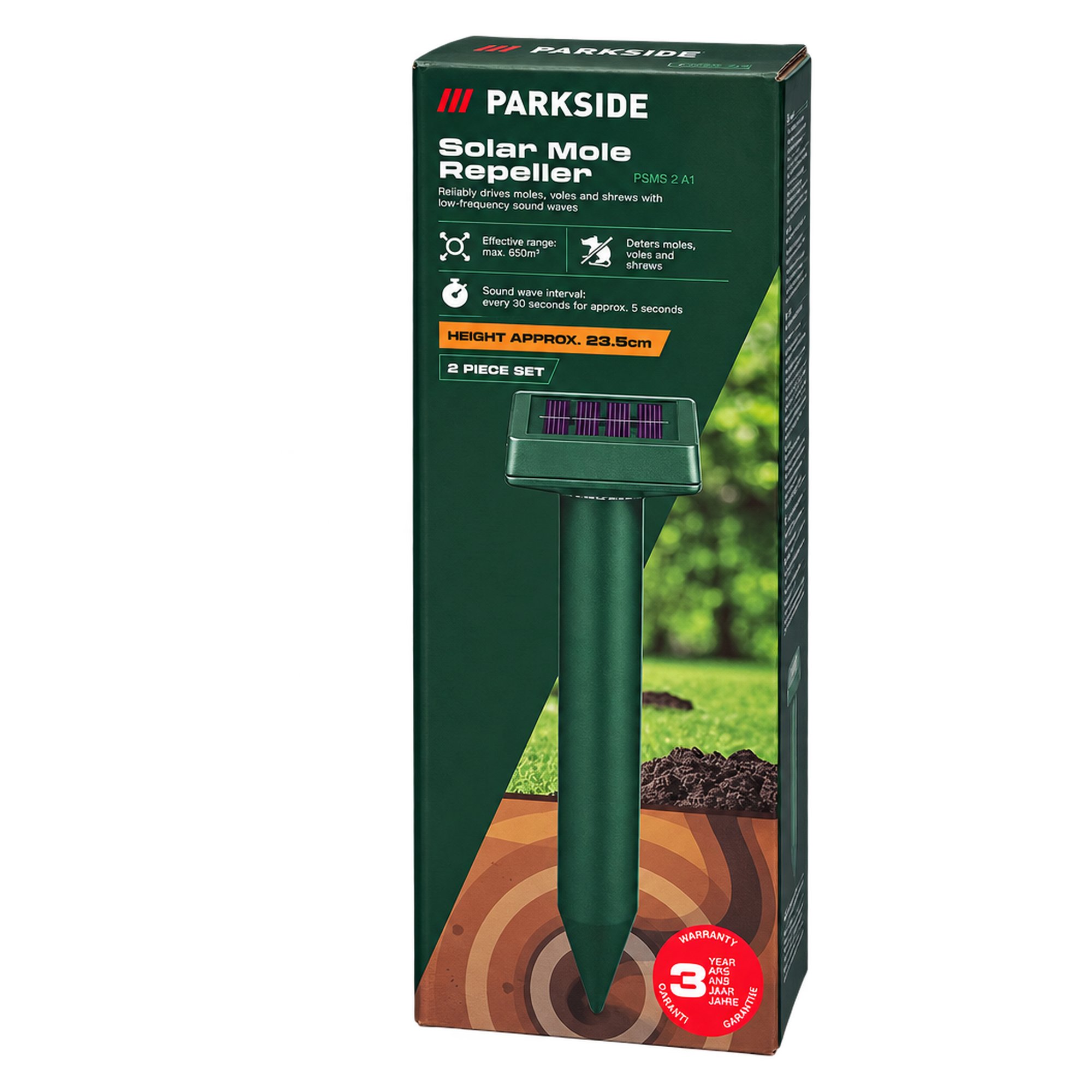 Parkside solarny odstraszacz kretów PSMS 2 A1 650 m²