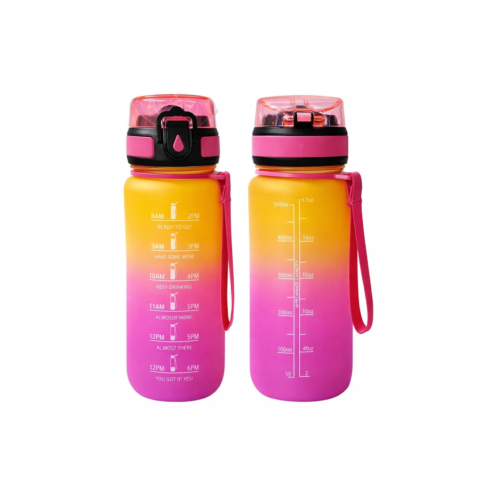 Bidon sportowy na wodę 500ml z blokadą i podziałką motywacyjną BPA FREE