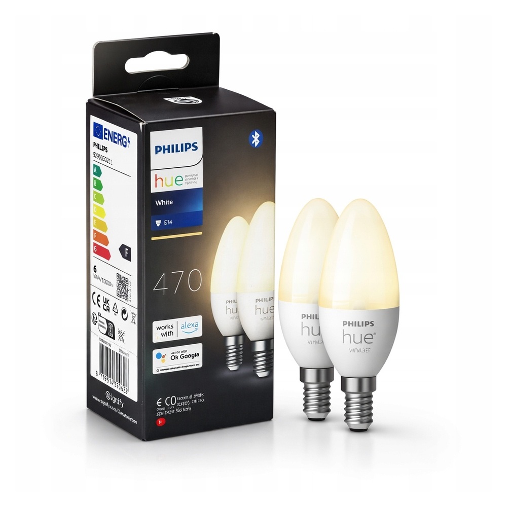 Philips Hue White E14 470lm Bluetooth żarówka LED smart Alexa Google