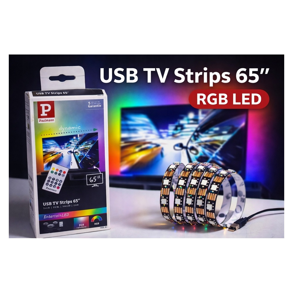 Paulmann USB TV Strips 65" RGB LED 2,4 m pilot USB EntertainLED