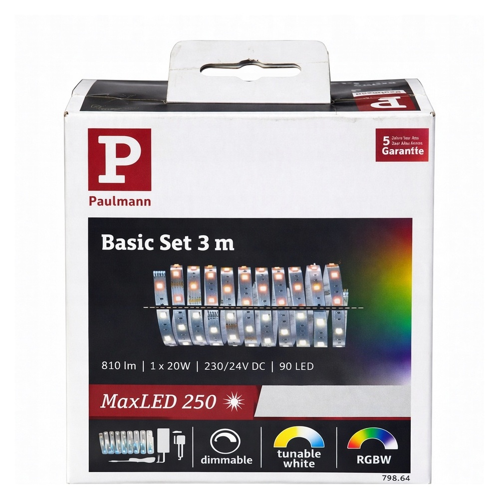 Paulmann MaxLED 250 Basic Set 3m RGBW LED 20W pilot ściemniacz zestaw