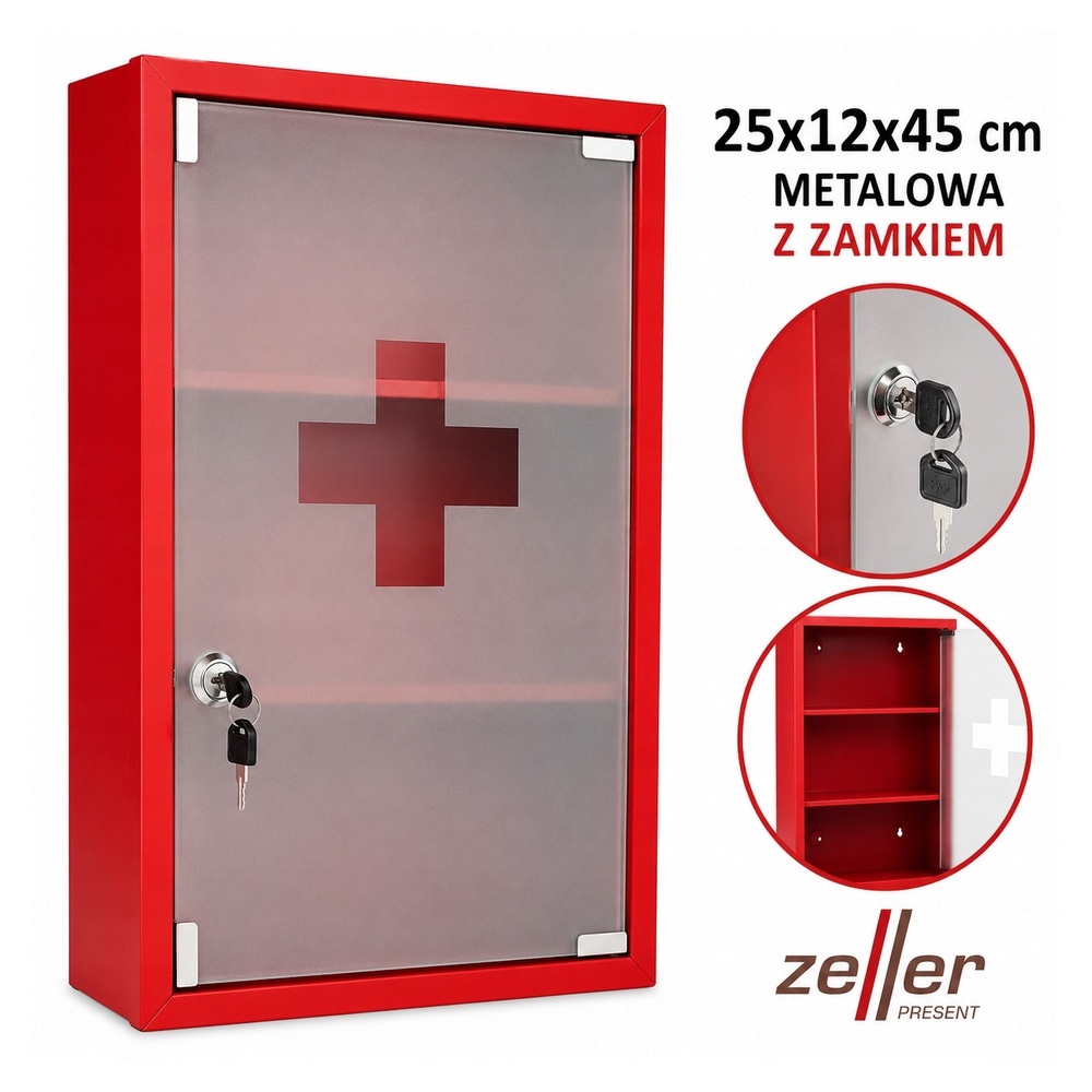 Szafa na leki Zeller-Present czerwony 45 x 25 x 12 cm