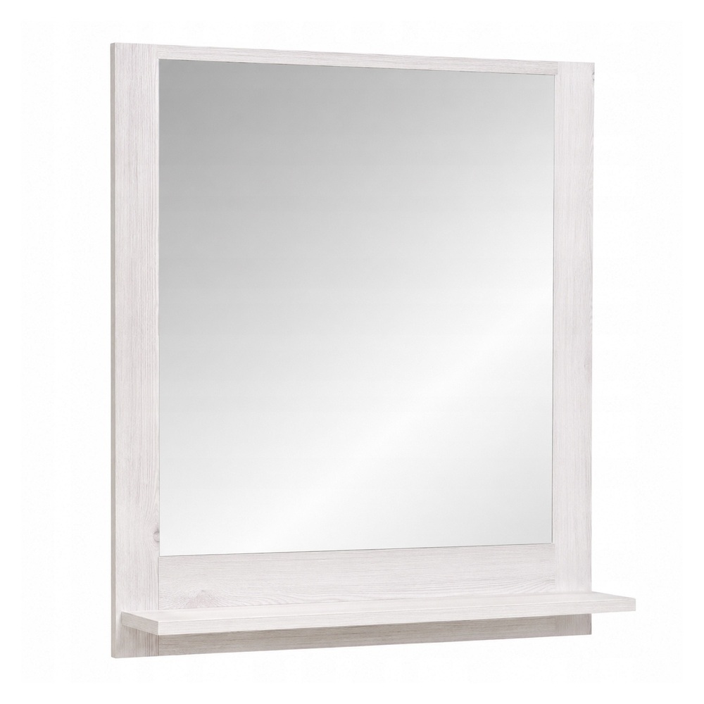 Lustro łazienkowe z półką 60x68 cm białe drewno sosna półka ścienna