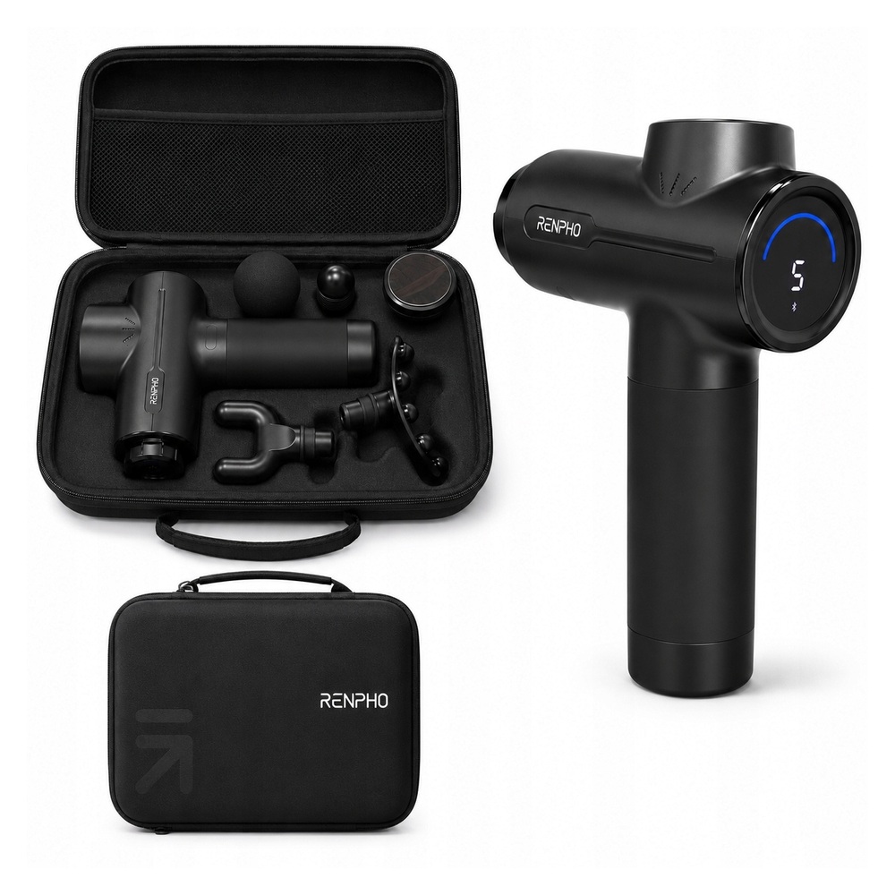 RENPHO R-C002SH pistolet do masażu masażer mięśni 25W zestaw końcówek etui