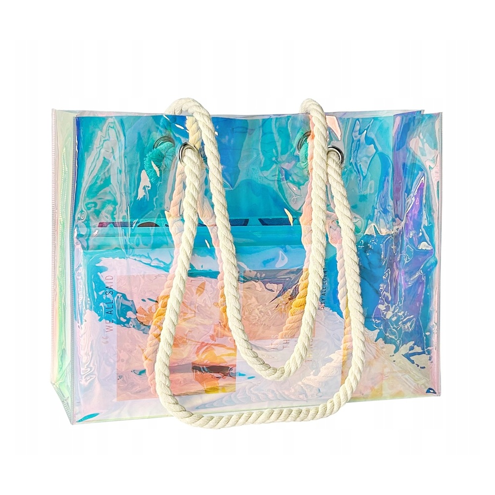 Holograficzna torba z PVC na zakupy lub plażę 40×30×10 cm