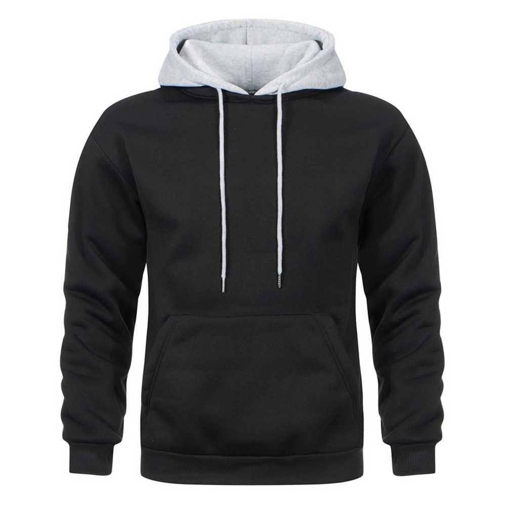 Bluza Męska z Kapturem Hoodie Czarna Szary Kieszeń Casual XL
