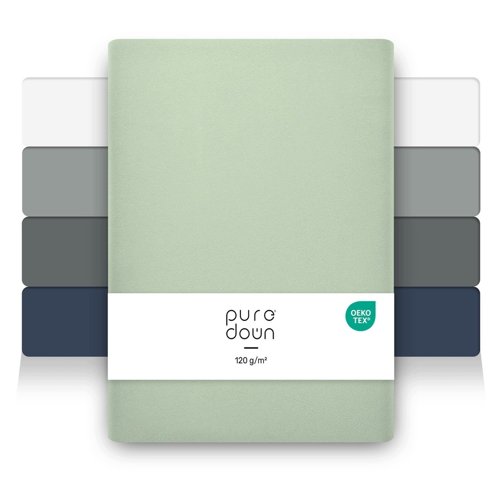 2x Puredown Prześcieradło z Gumką Mikrofibra 140x200 Zielone 120 g/m²