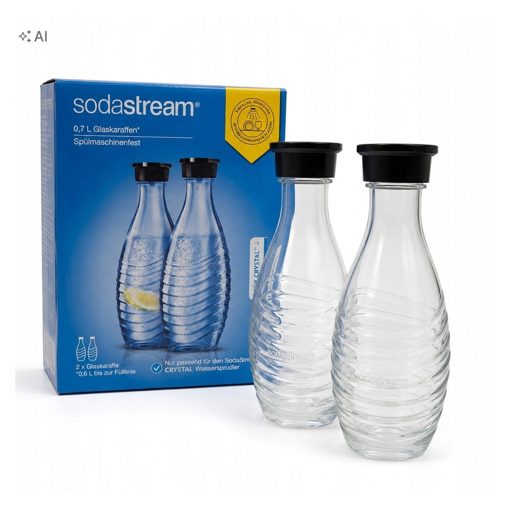 Butelki szklane SodaStream Crystal 0,7L 2 szt. z korkami Oryginał