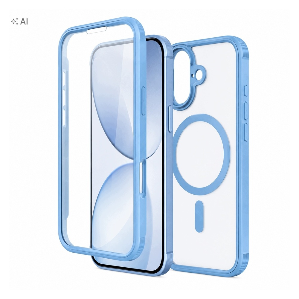 Etui MIRACASE 360 do iPhone 17 MagSafe szkło ochronne niebieskie