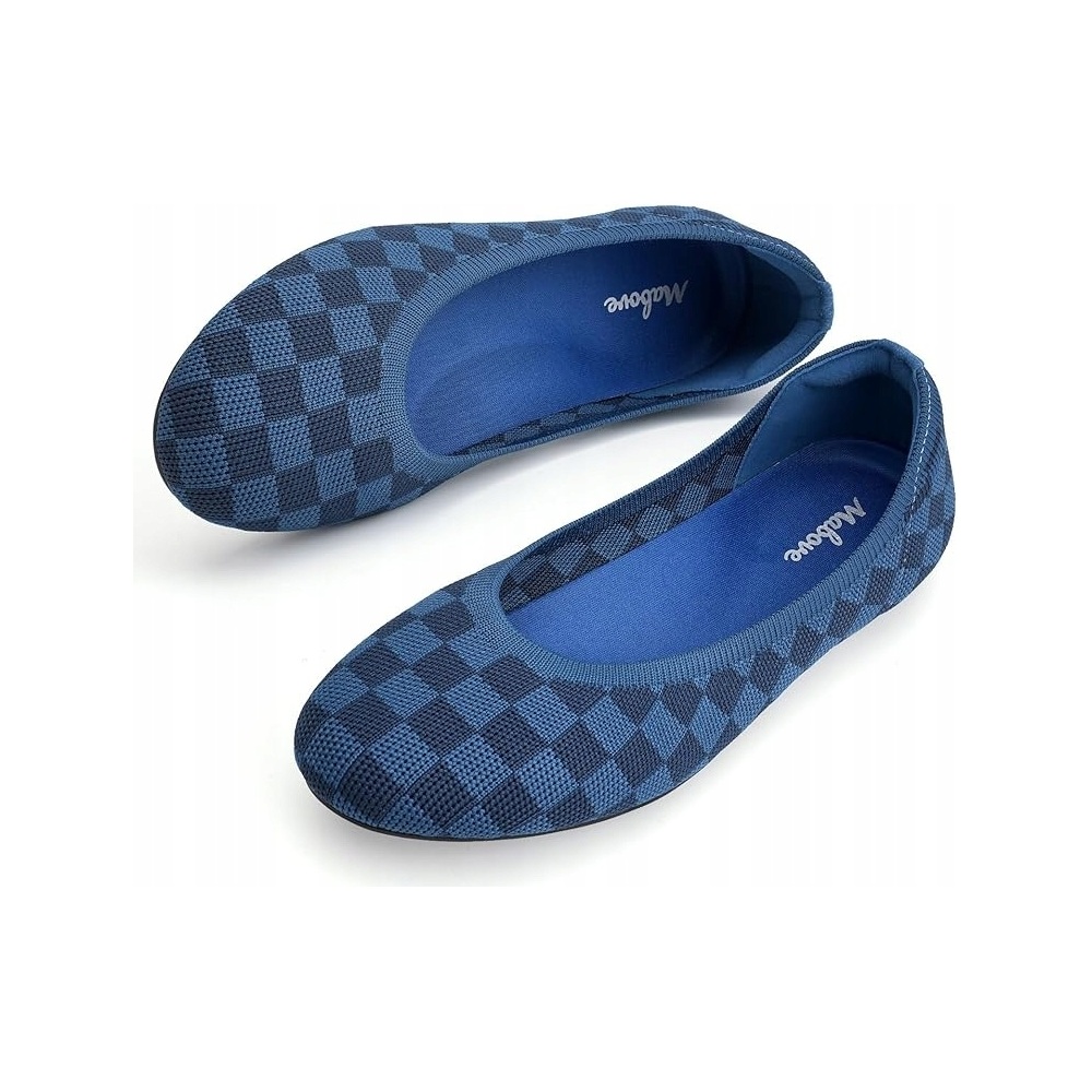 Mabove Damskie Buty Baleriny Ortopedyczne Wsuwane Letnie Niebieskie 40