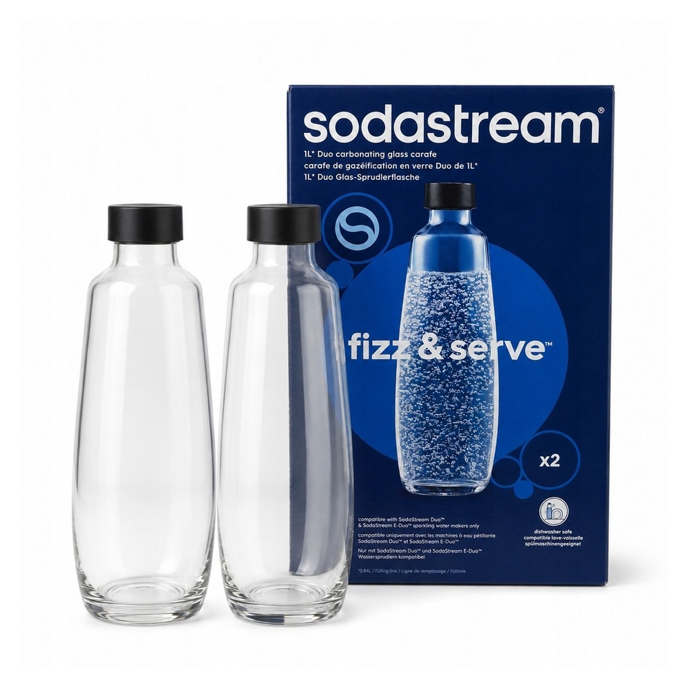 2x SodaStream DUO szklana butelka karafka 1 l do DUO i E-DUO