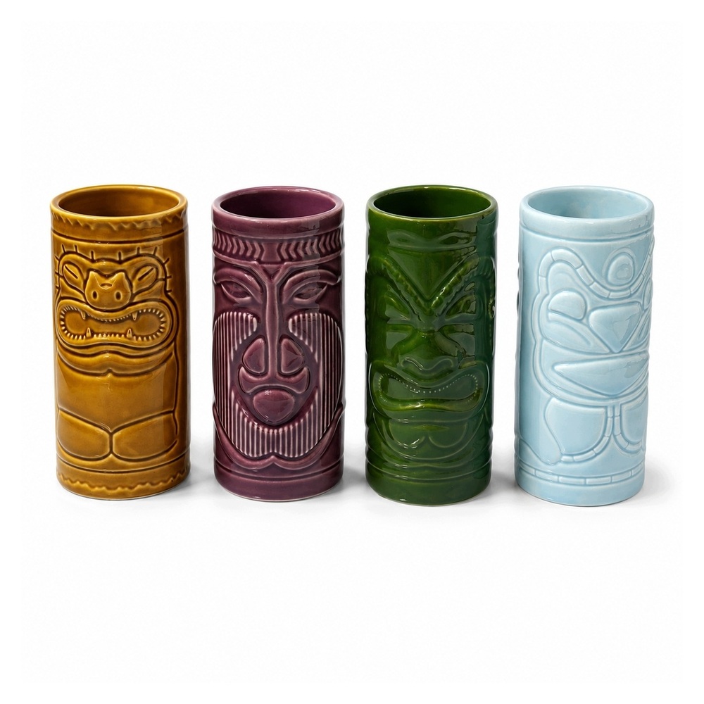Mikamax Tiki Mugs zestaw 4 kubków ceramicznych do drinków 320 ml