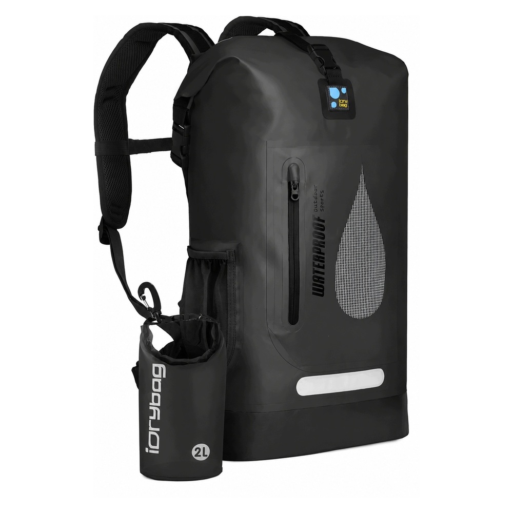 IDRYBAG Plecak wodoszczelny 30L czarny roll-top outdoor + worek 2L