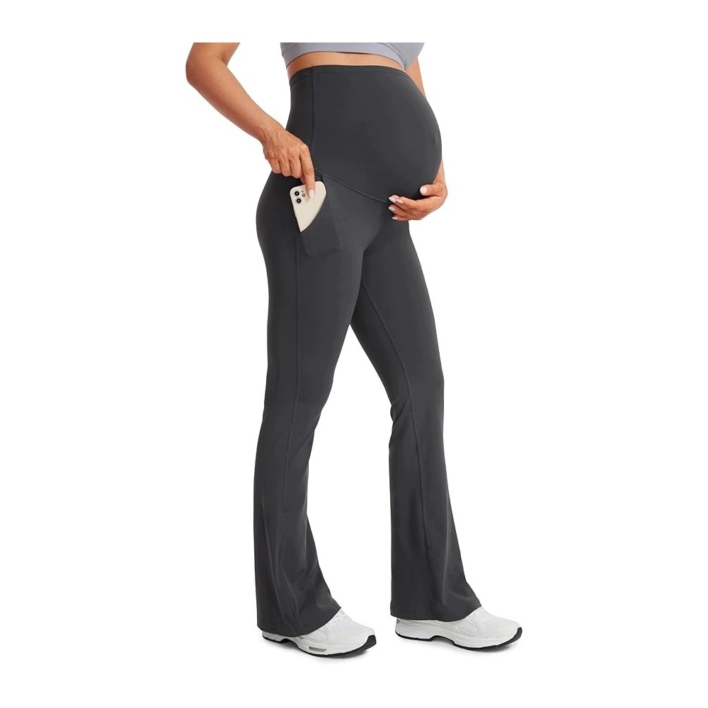 Damskie legginsy ciążowe dzwony flare szare XL