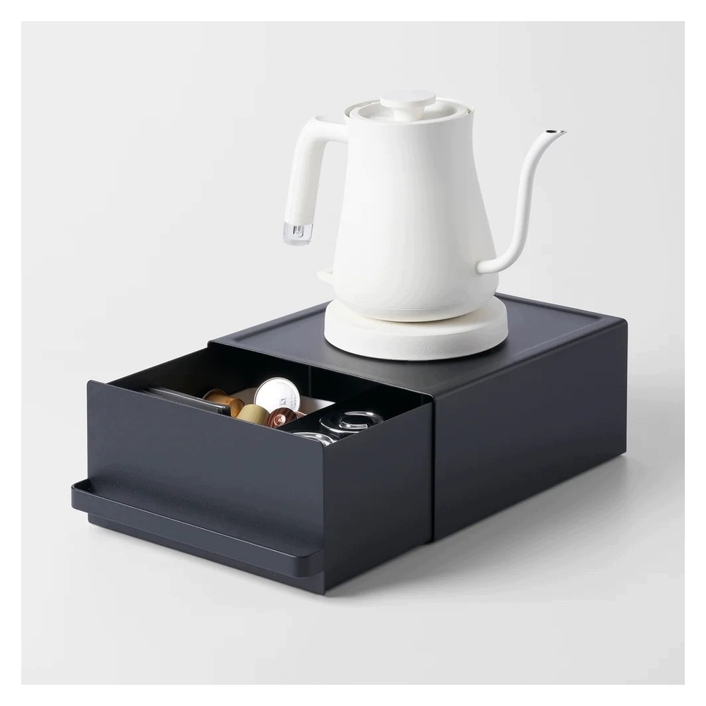 Yamazaki Tower stojak pod czajnik ekspres z szufladą organizer czarny