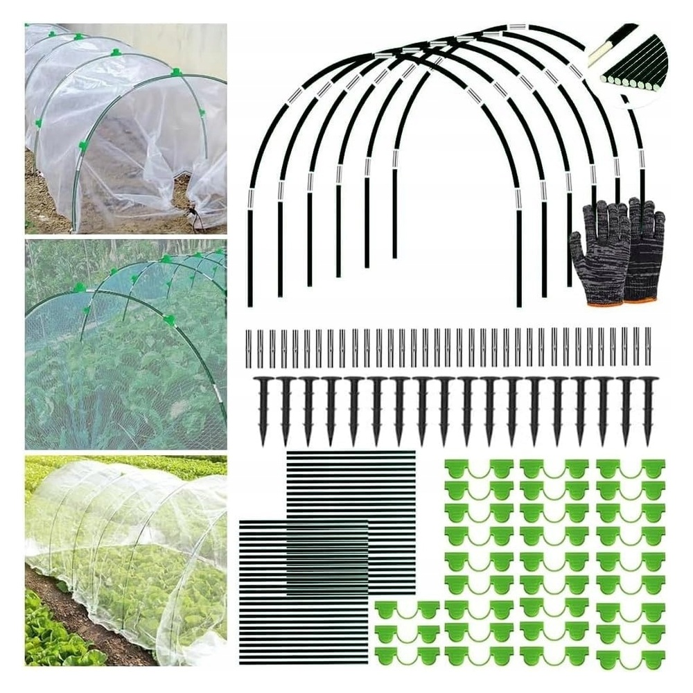 HEYIDAMAI Stelaż tunelu ogrodowego 50 prętów 38 cm zestaw CZARNY
