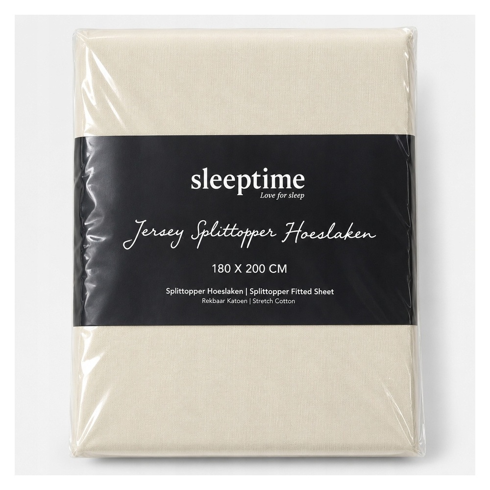 Sleeptime Prześcieradło Jersey Split Topper 180x200 cm Kremowe