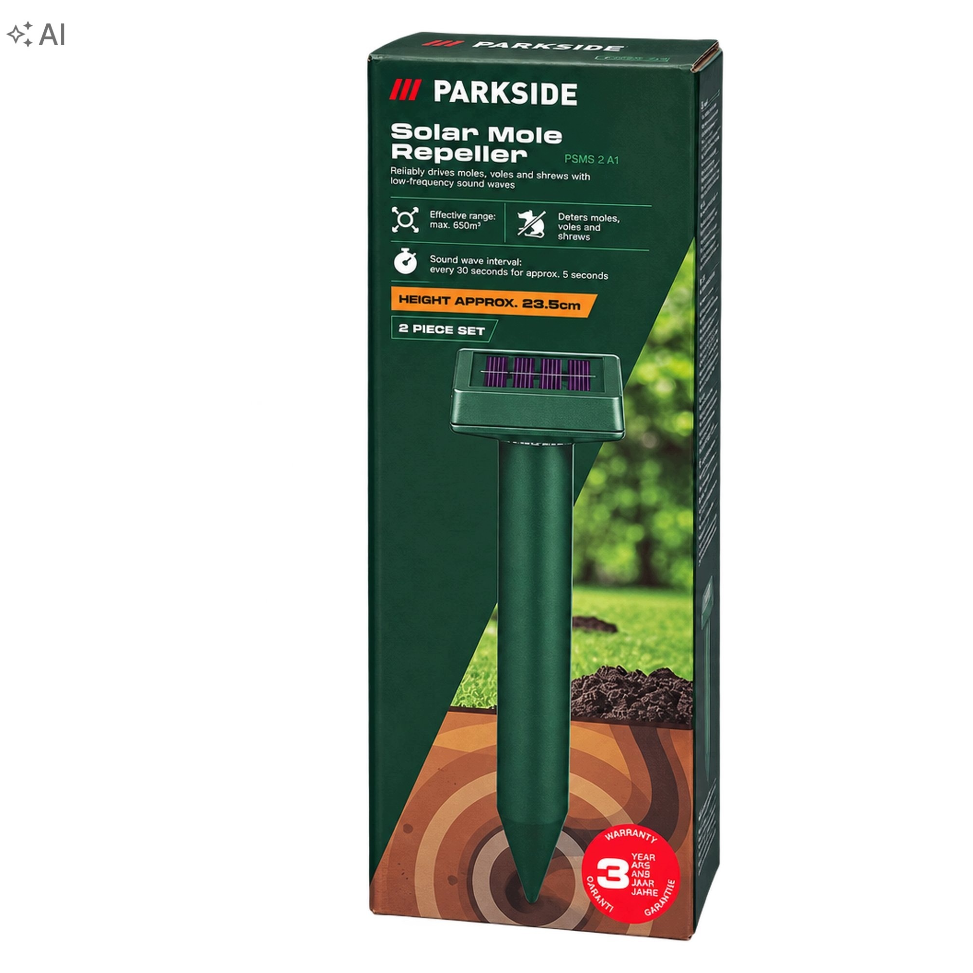 Parkside solarny odstraszacz kretów PSMS 2 A1 650 m² — zdjęcie 2