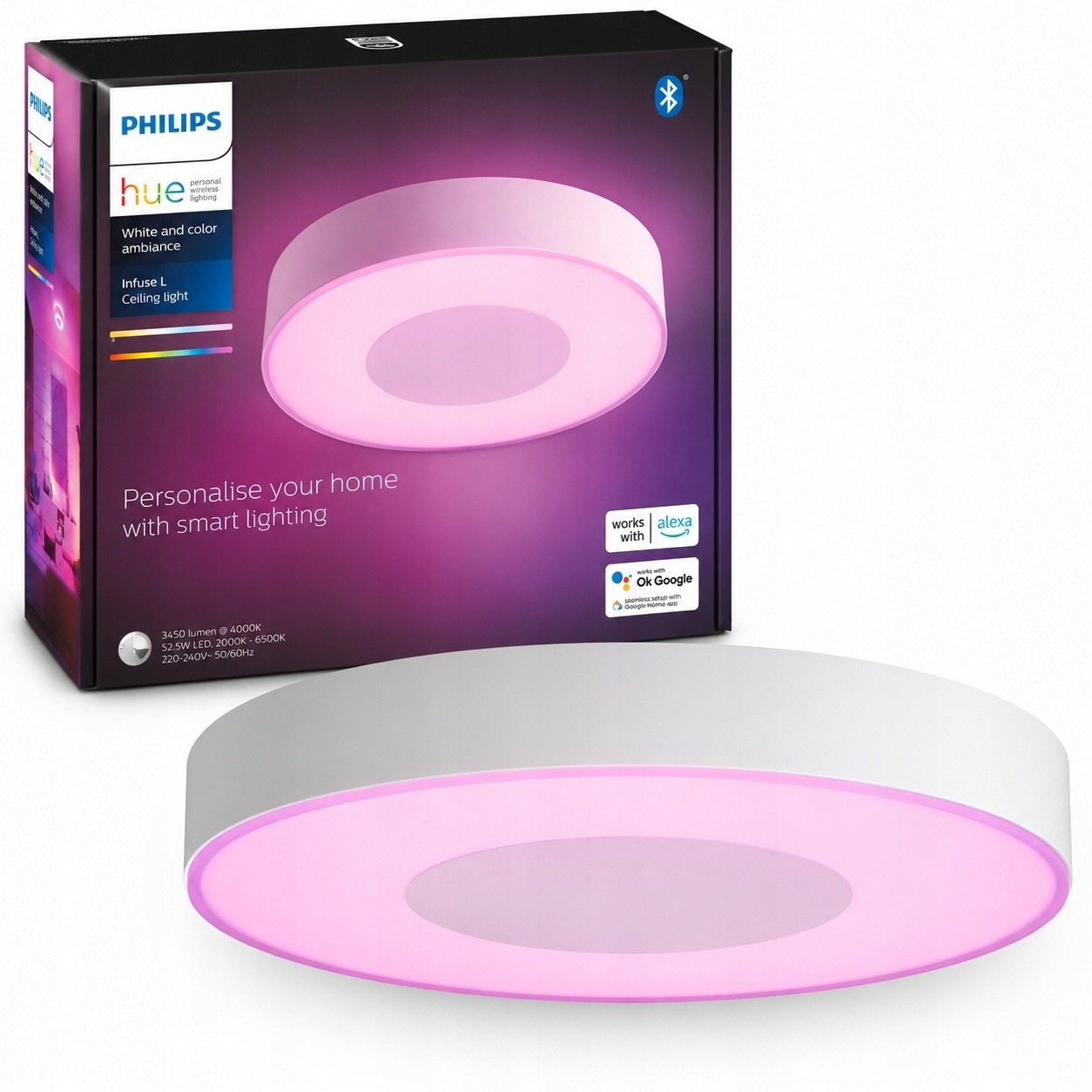 Philips Hue Infuse L Smart Plafon LED RGBW ZigBee 52,5W 3450 lm Biały 425mm — zdjęcie 2