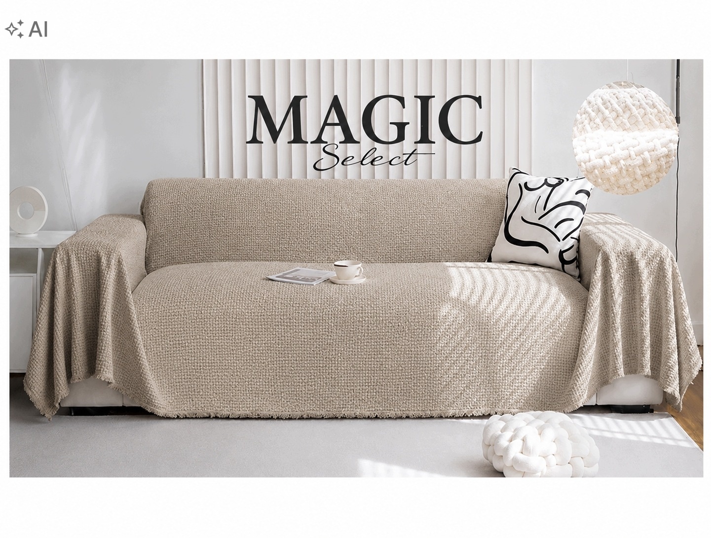 MAGIC Select Narzuta na sofę i kanapę KHAKI 180x230 cm — zdjęcie 2