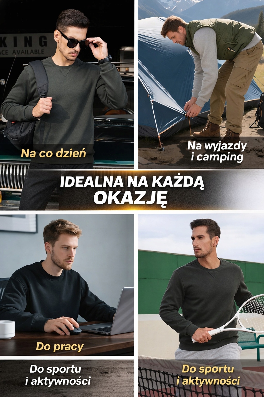 Bluza męska ocieplana polarowa L termo ciepła fleece casual roz. L — zdjęcie 5