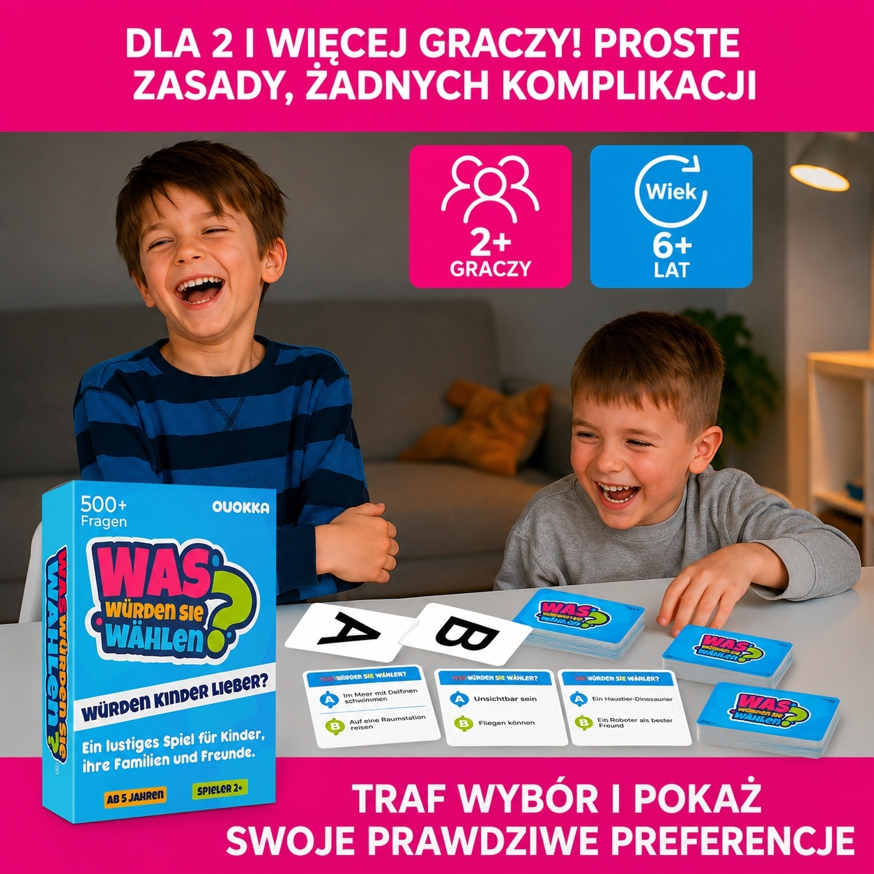 Gra karciana po niemiecku WAS WURDEN SIE WAHLEN? 500+ pytań dla dzieci 5+ — zdjęcie 5