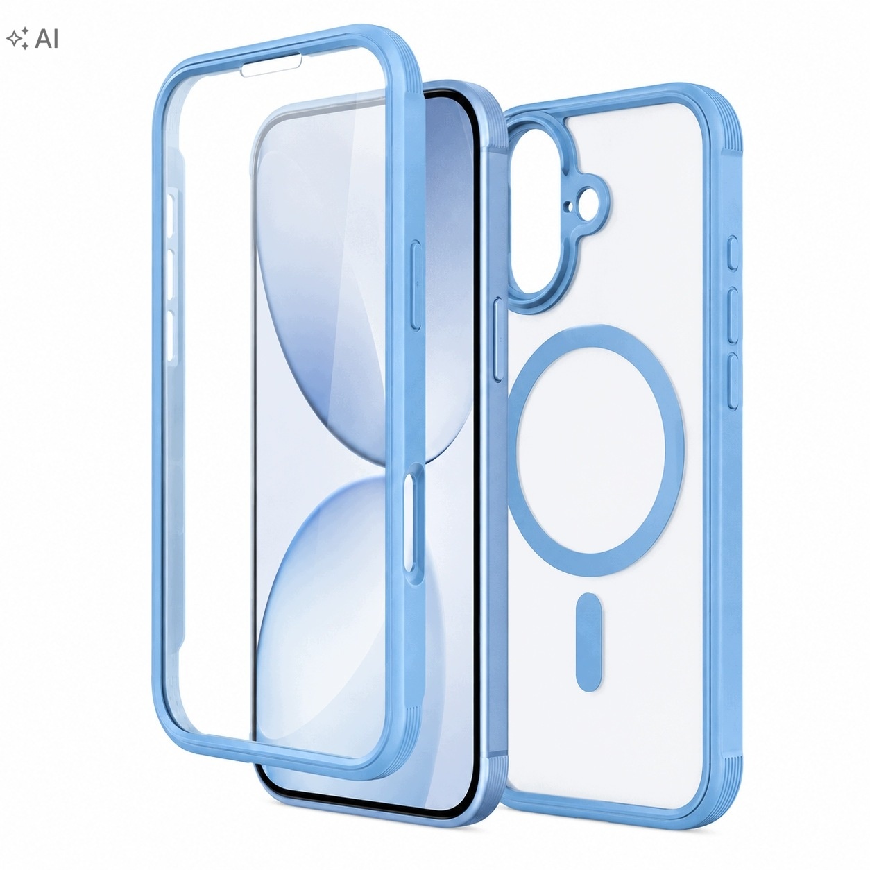 Etui MIRACASE 360 do iPhone 17 MagSafe szkło ochronne niebieskie — zdjęcie 2