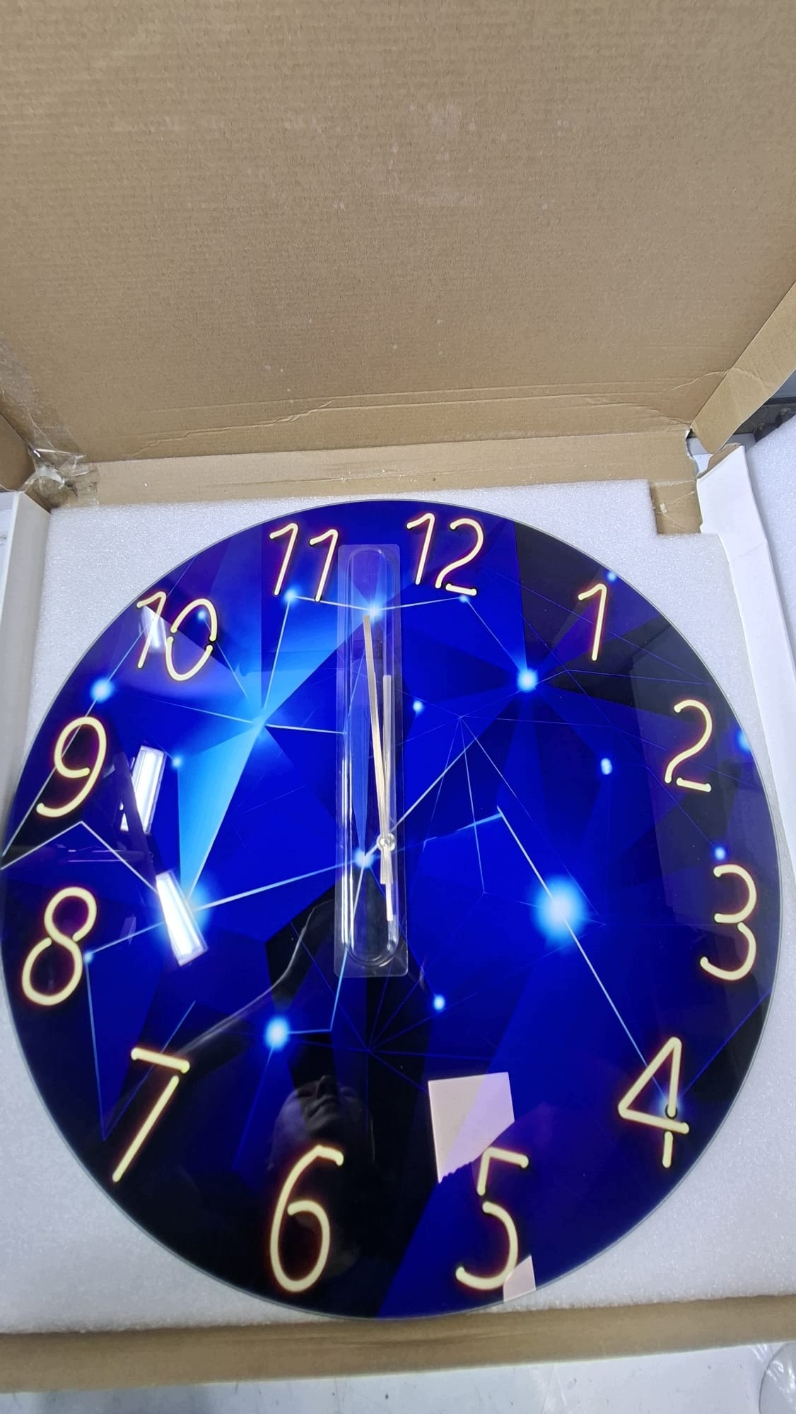 Zegar ścienny 60 cm szklany nowoczesny cichy geometryczny niebieski — zdjęcie 10