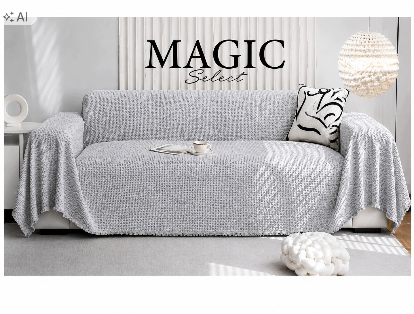 MAGIC Select Narzuta na sofę i kanapę SZARY 180x180 cm — zdjęcie 2
