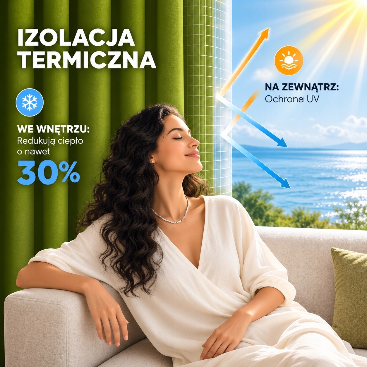 Zasłona zaciemniająca na przelotkach 75% blackout zielona 150x195 CM — zdjęcie 5