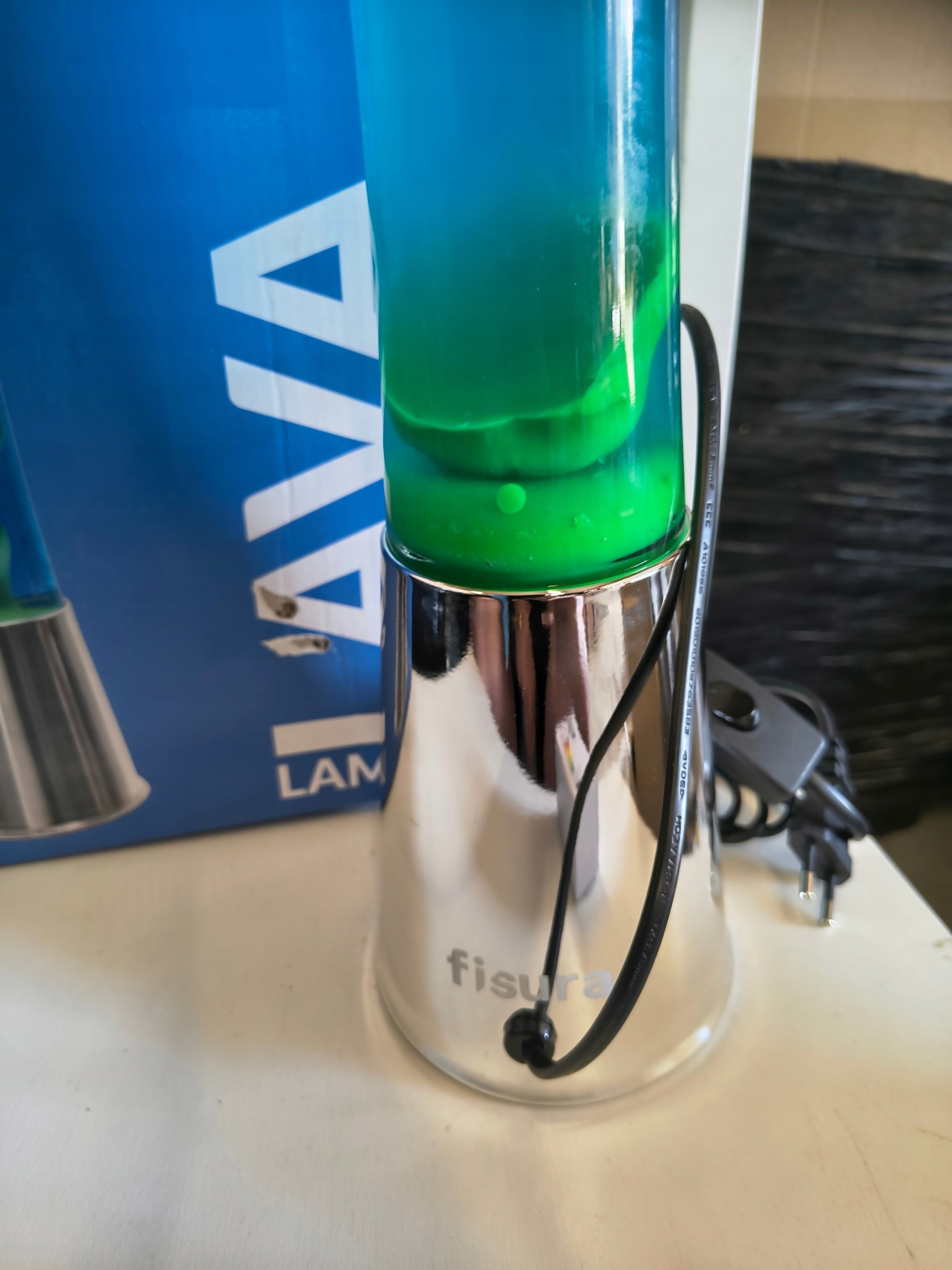 Lampa Lava Fisura Niebiesko-Zielona Dekoracyjna LED Chrom 40 cm — zdjęcie 7