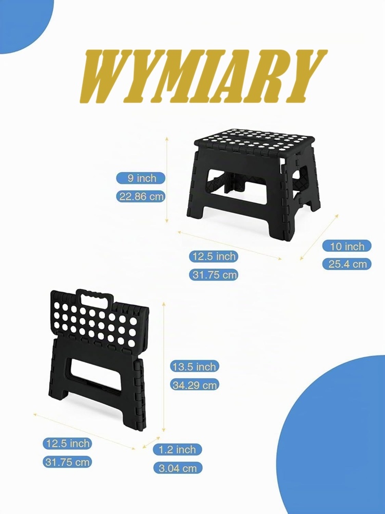 Składany stołek podest taboret antypoślizgowy czarny 23 cm — zdjęcie 3