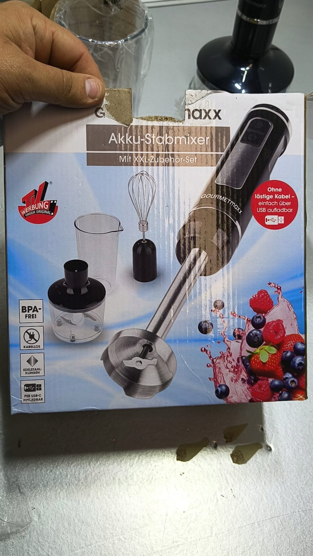 Gourmetmaxx blender ręczny bezprzewodowy 14338 200 W 500 ml — zdjęcie 3