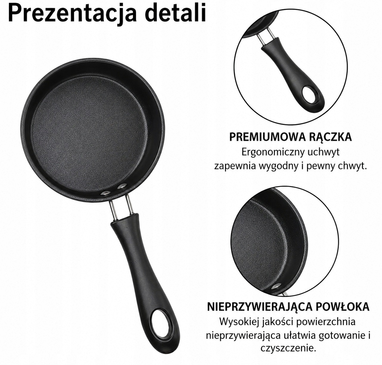 Mini patelnia 12,5 cm z pokrywką nieprzywierająca czarna — zdjęcie 6