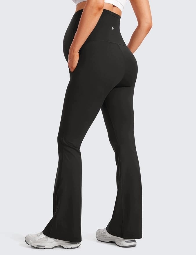 Damskie legginsy ciążowe dzwony flare czarne XXL — zdjęcie 3