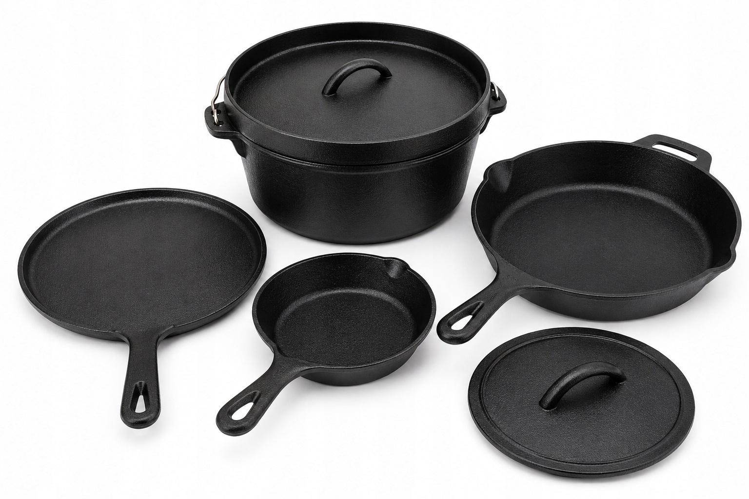 Zestaw naczyń żeliwnych Amazon Basics 5 elementów patelnie garnek grill — zdjęcie 2
