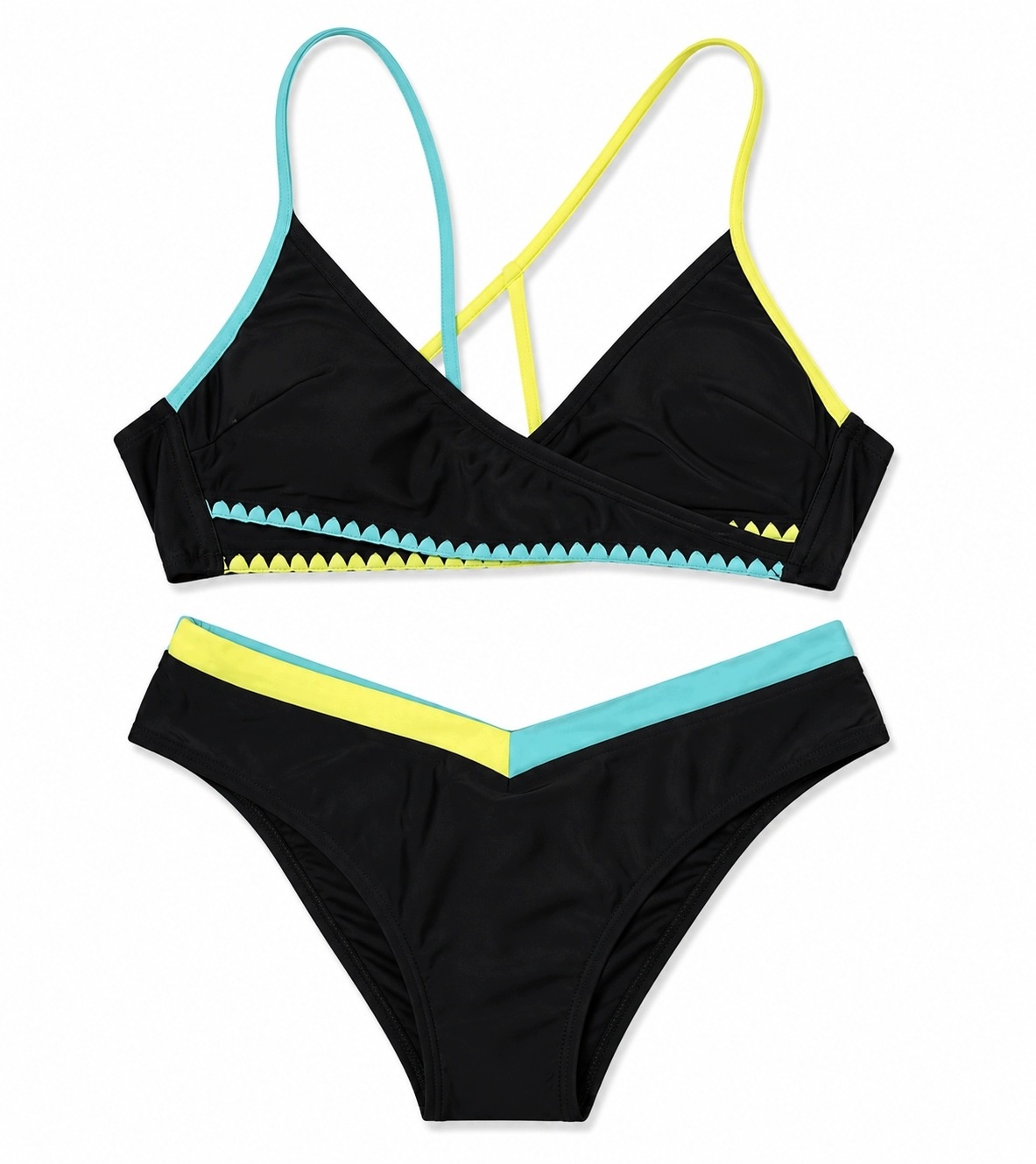 CUPSHE Bikini Damskie Czarne Dwukolorowe Strój Kąpielowy XS — zdjęcie 2