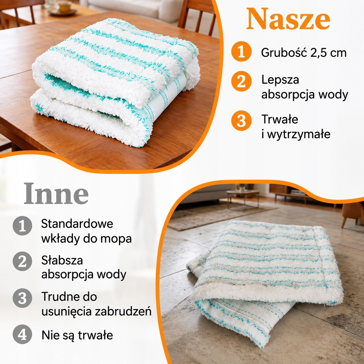 6x wkład do mopa Leifheit Profi XL Micro Duo Cotton Plus 47 cm — zdjęcie 5
