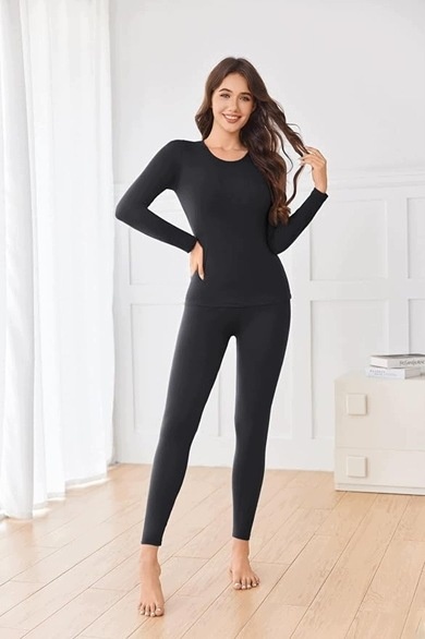 Damska bielizna termoaktywna komplet bluzka legginsy czarna XXL — zdjęcie 4