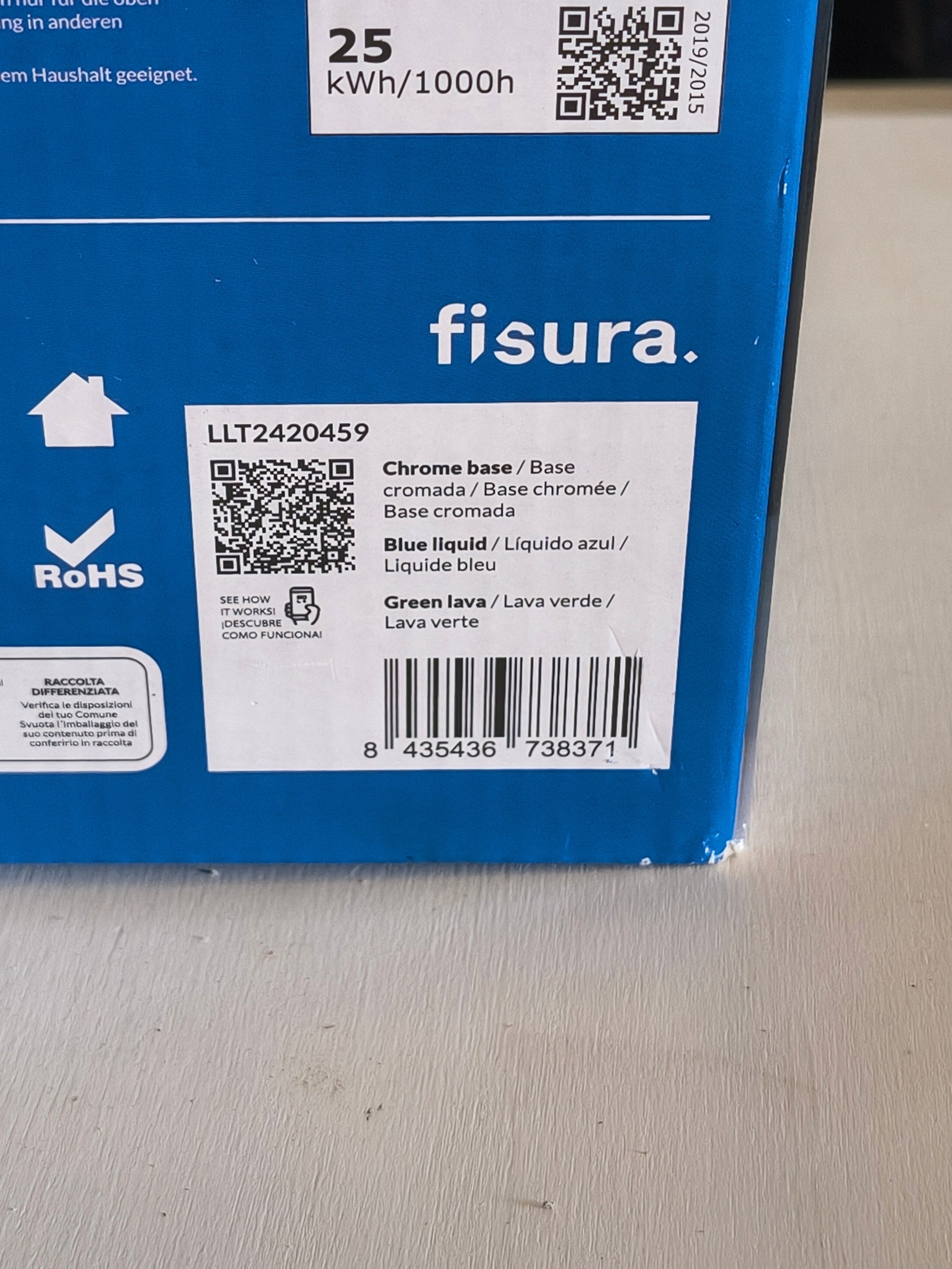 Lampa Lava Fisura Niebiesko-Zielona Dekoracyjna LED Chrom 40 cm — zdjęcie 3