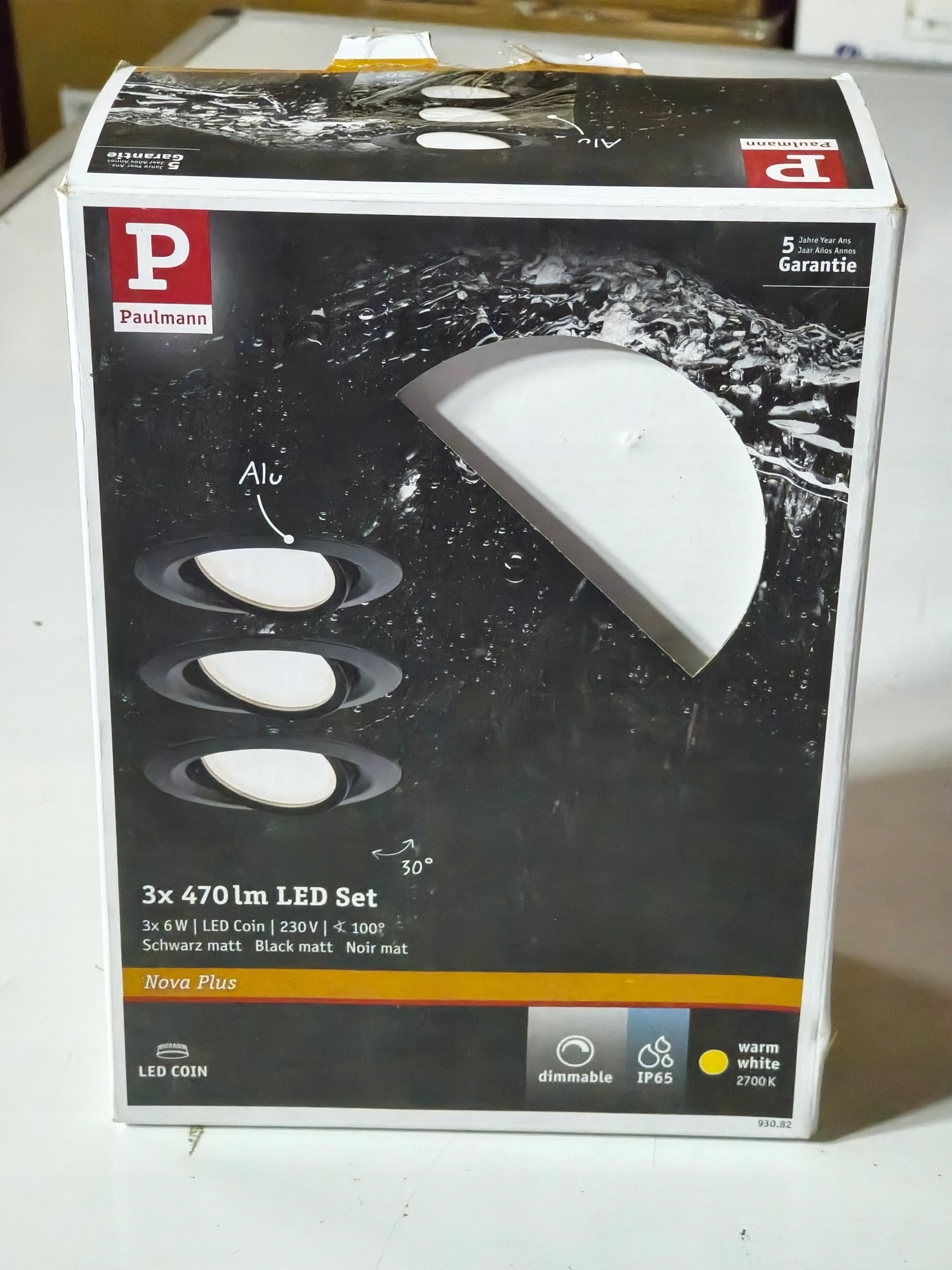 Paulmann Nova Plus LED 3x6W 470lm IP65 2700K czarne oczka sufitowe zestaw — zdjęcie 3