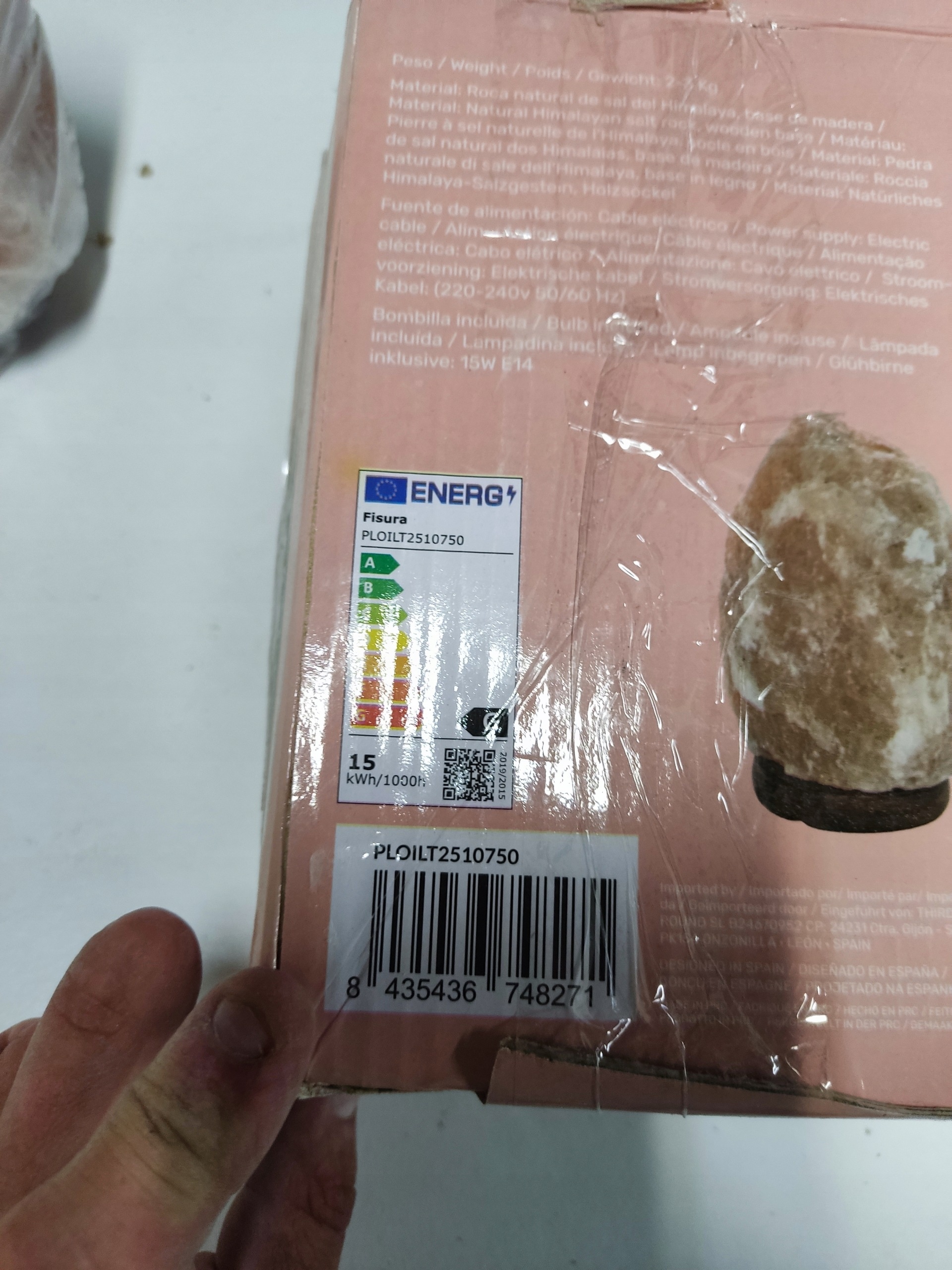 Lampa Solna Himalajska Naturalna z Drewnianą Podstawą E14 15W 15 kWh — zdjęcie 4