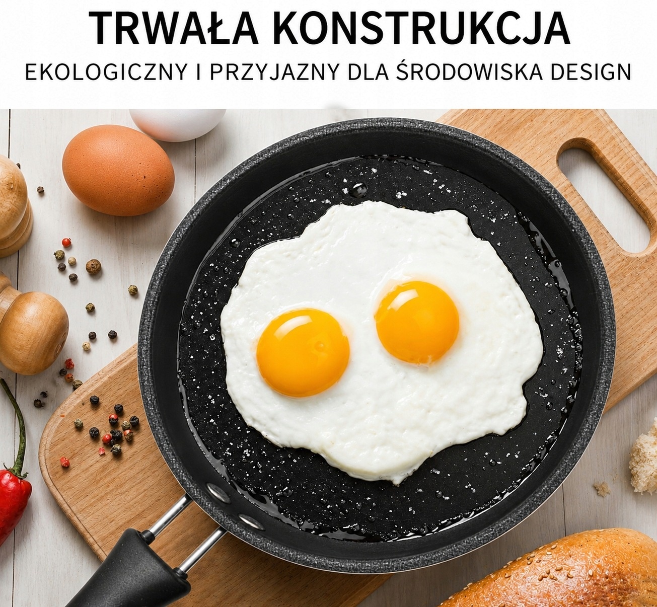 Mini patelnia 12,5 cm z pokrywką nieprzywierająca czarna — zdjęcie 7