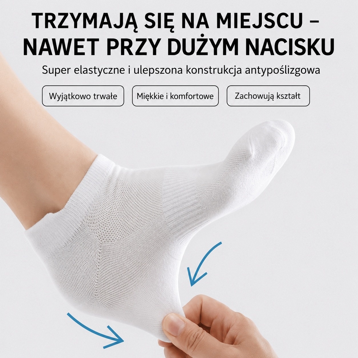 Skarpetki stopki unisex białe oddychające 3 pary roz. L 43-46 — zdjęcie 4