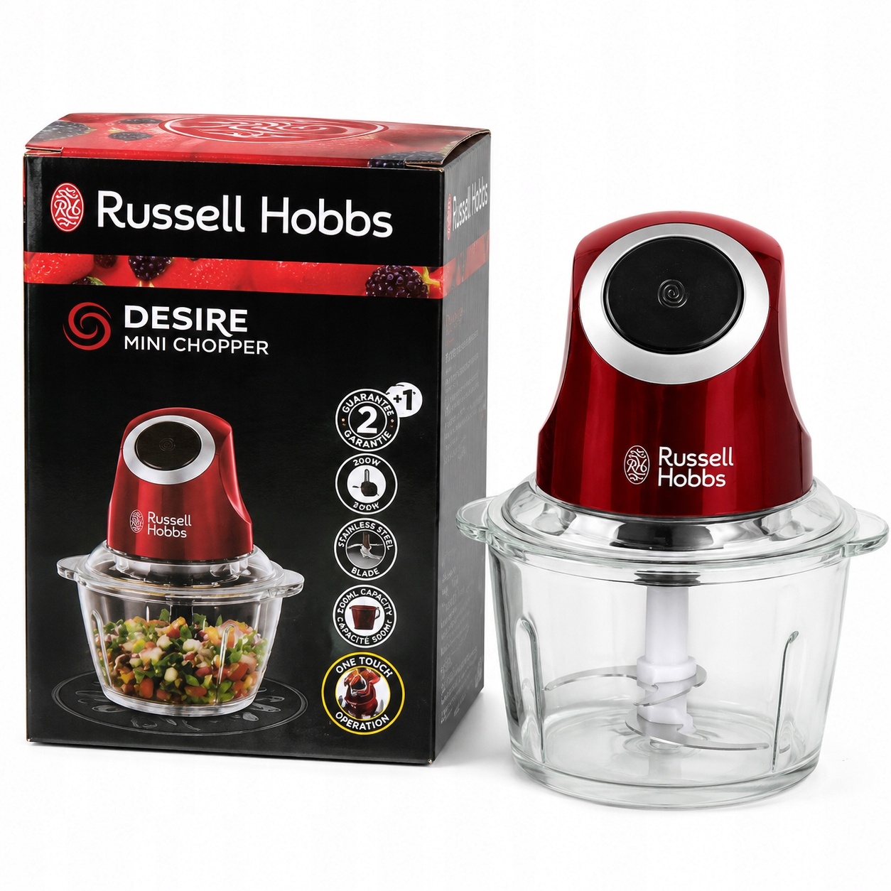Russell Hobbs Desire Mini Chopper rozdrabniacz 200W szklana misa — zdjęcie 2
