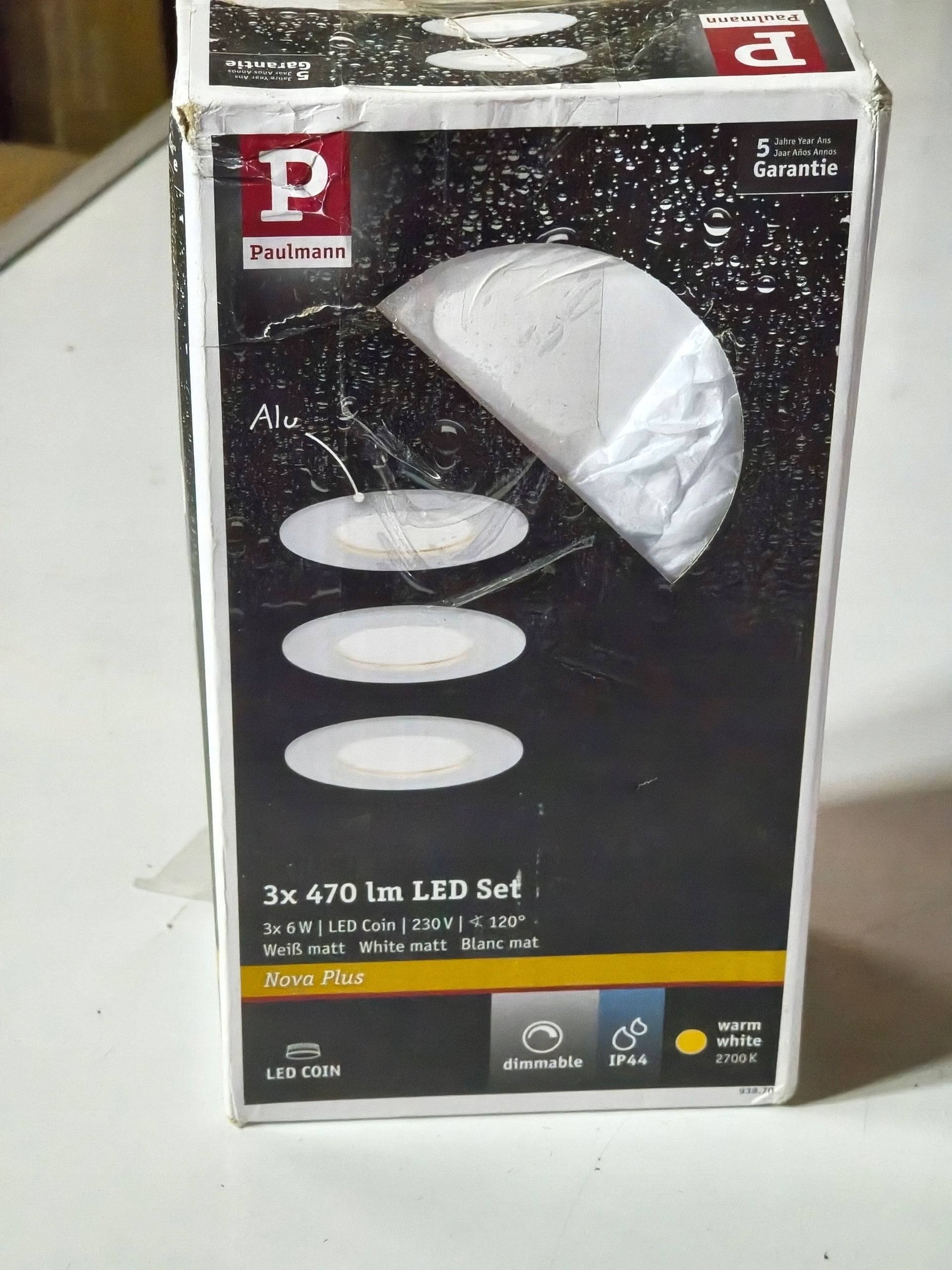 Paulmann Nova LED Set 3x470lm 6W IP44 2700K oczka sufitowe czarne dimmable — zdjęcie 7