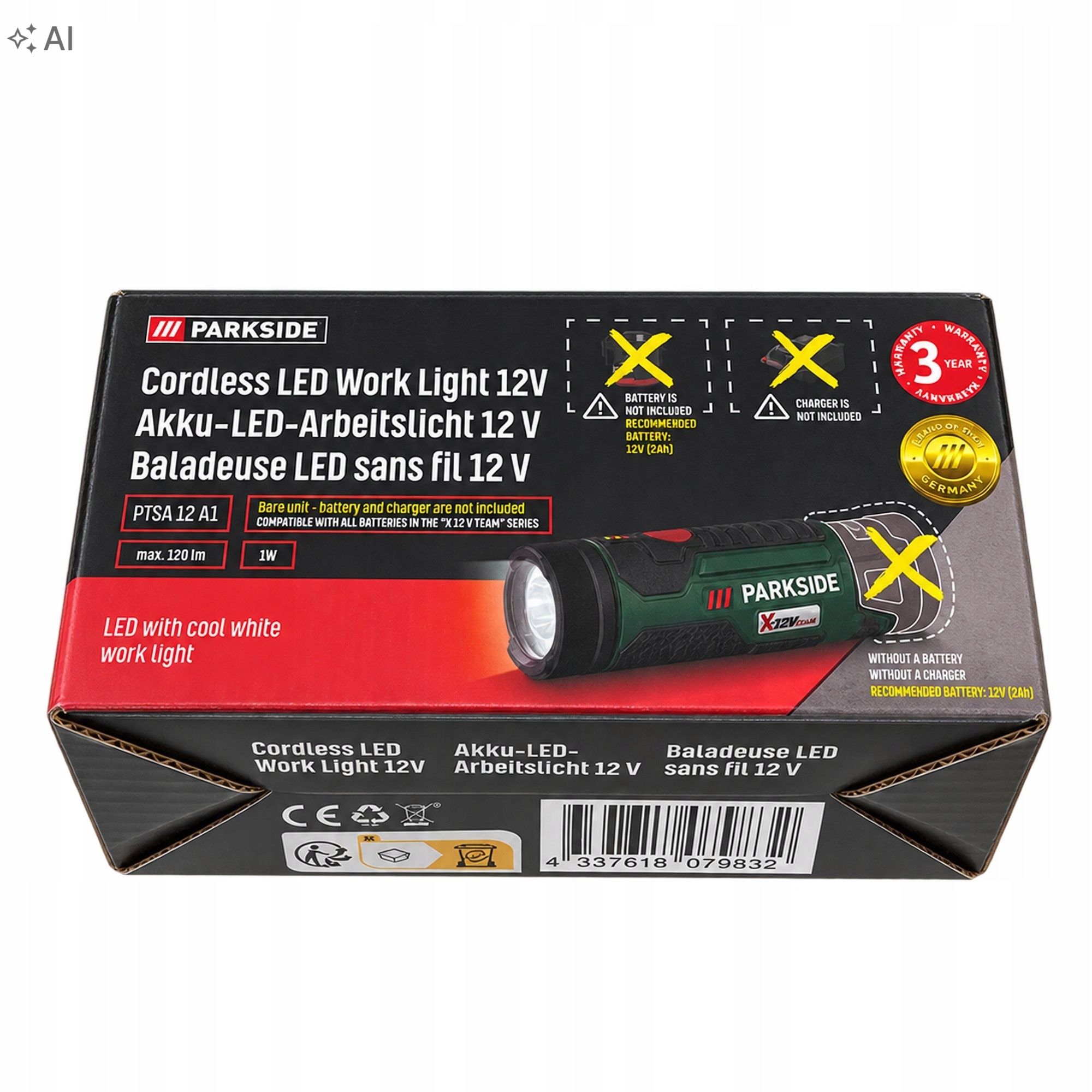 Parkside akumulatorowa lampka robocza LED PTSA 12 A1 120 lm — zdjęcie 2