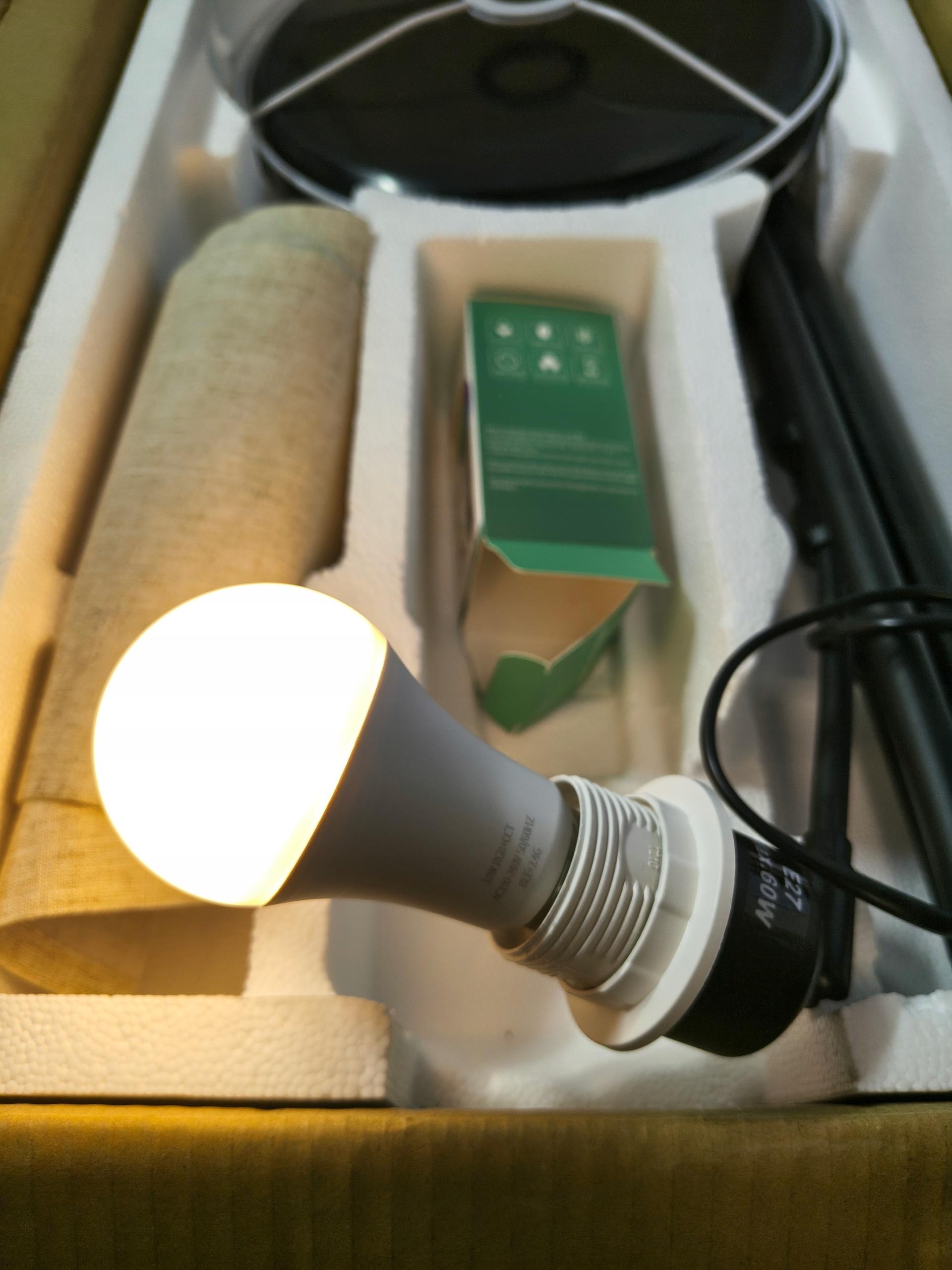 Lampa Podłogowa Stojąca LED E27 z Abażurem Beżowa Czarna 60W Nowoczesna — zdjęcie 5