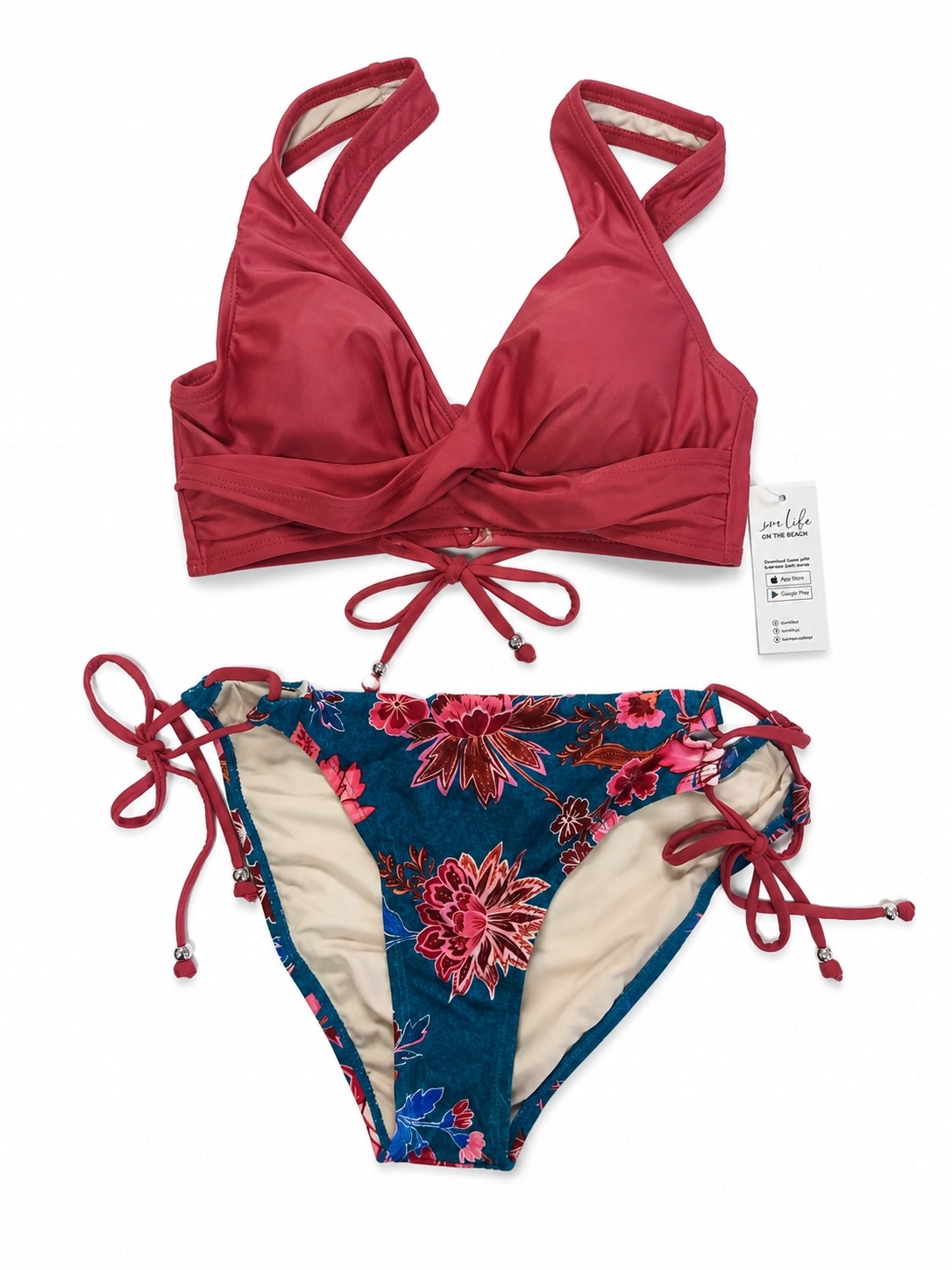 CUPSHE Strój kąpielowy damski 2-częściowy bikini kwiatowy rozmiar S — zdjęcie 2