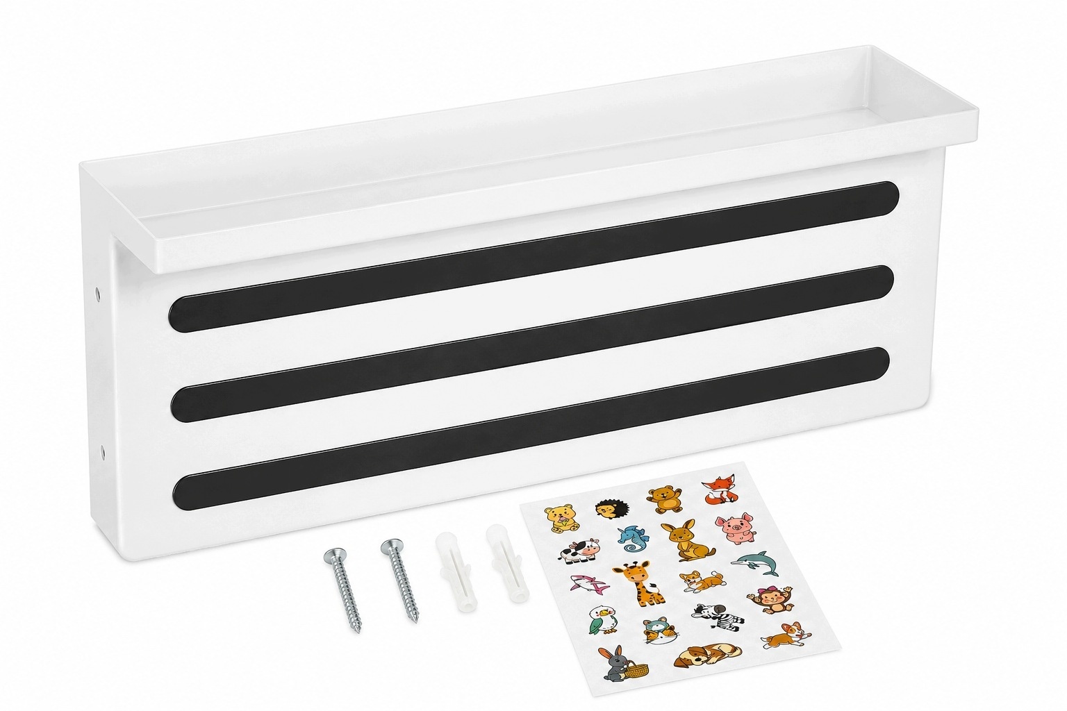 2x Półka ścienna magnetyczna organizer metalowy z magnesami biała 30 cm — zdjęcie 2